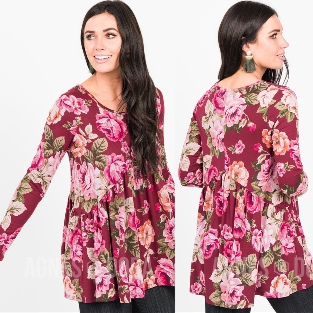 NWT Agnes & Dora LongSleeve Muse | Burgundy Floral